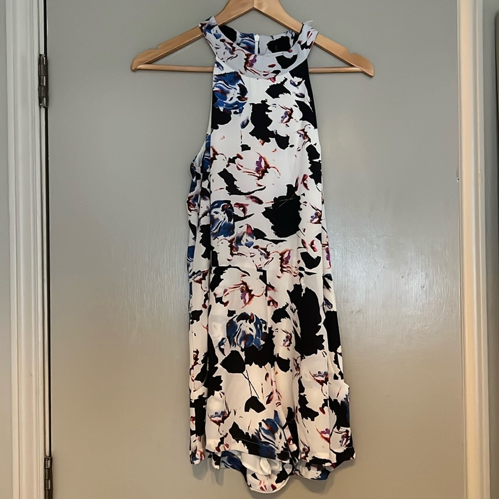 Eight Sixty white abstract floral print romper